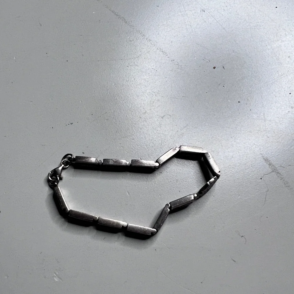 Harley-Davidson Sterling Silver‎ 925 Bar and Shield Link Bracelet Black Inlay 7